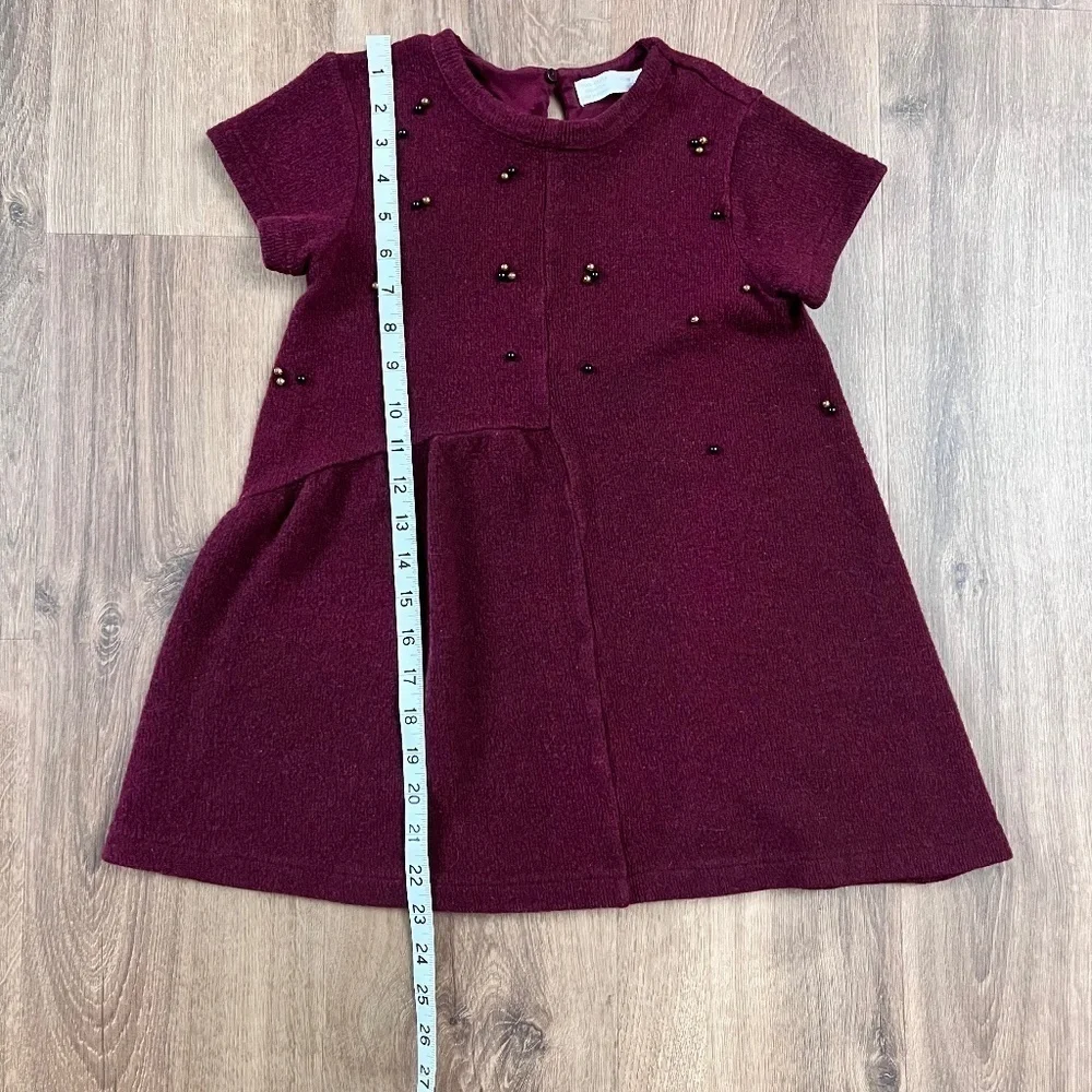 Zara Maroon Sweater Dress with Beads Sz S